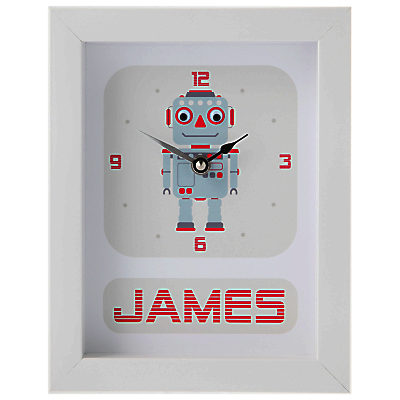 Stripey Cats Personalised Robot Framed Clock, 23 x 18cm, Blue Stripey Cats Personalised Robot Framed Clock, 23 x 18cm, Blue